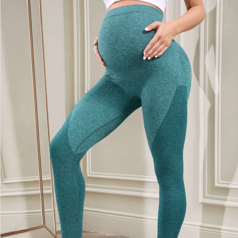 Leggings de maternidad para mujer sobre el vientre, ropa deportiva para embarazo, pantalones de yoga para entrenamiento