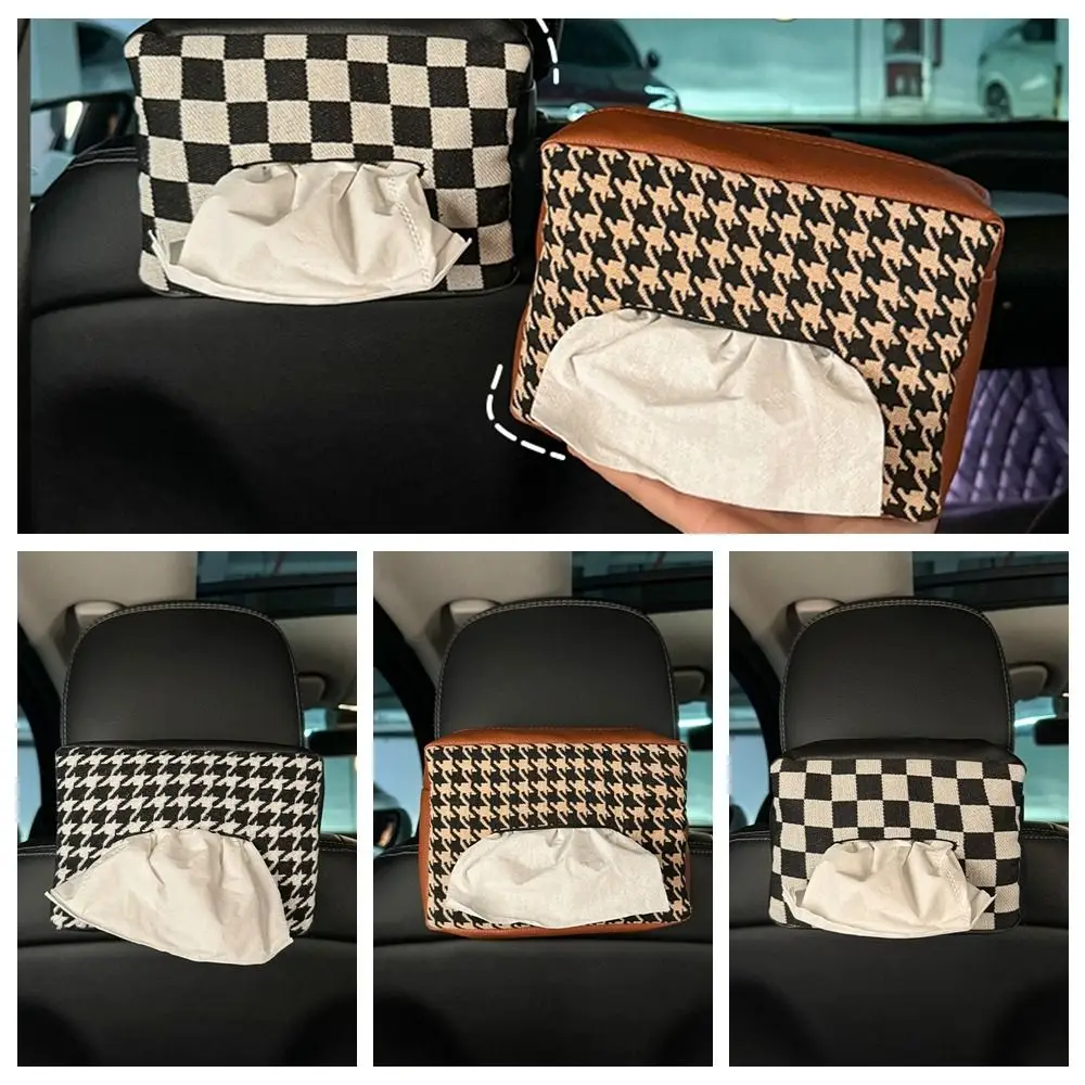 Simple Leather Thousand-bird Lattice Tissue Box Durable Portable Car Tissue Box Suspension Type Multi-purpose Paper Box Sedan