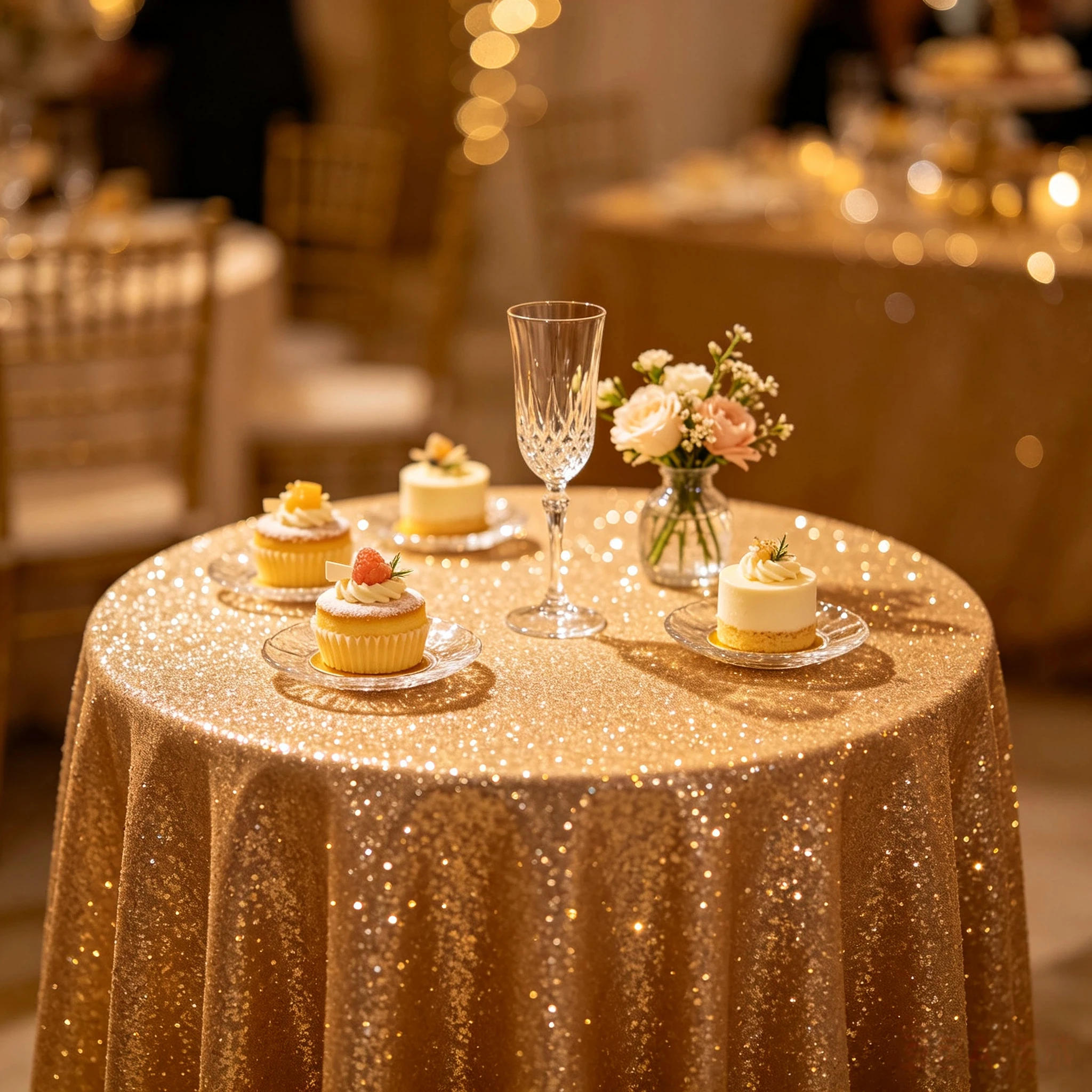 Luxury Sequin Round Tablecloth Sparkling Glitter Table Cover for Wedding Birthday Party Banquet Event Decoration