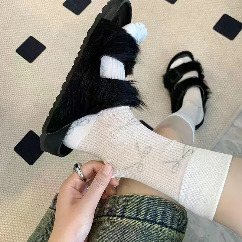 Summer Thin Bow Socks Women Girls Grey White Soft Breathable Dot Socks Daily Sweet Comfortable In Tube Socks Fashion Accessories