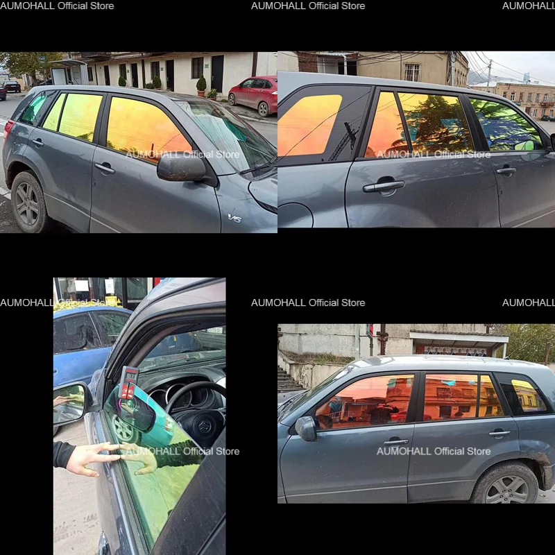 Green Yellow Chameleon VLT 65% Window Tint for House Office Glass Car Solar Film Tinting Side Window Foils 3m X 50cm