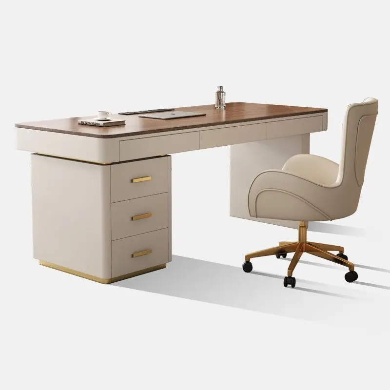 

Walnut solid wood desk, light luxury, modern simplicity and high-end sense, home study, living room computer workbench, desk