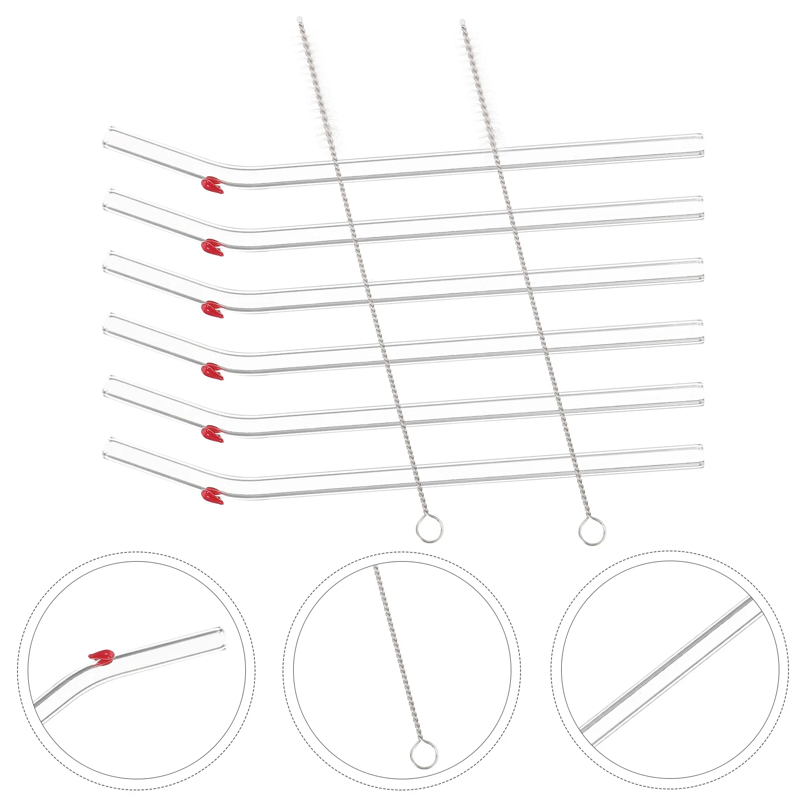 

1Set Reusable Straw Glass Straw Set Heart Decorative Straws for Beverage Drinking Home Hotel Party with Brush Reusable Straws