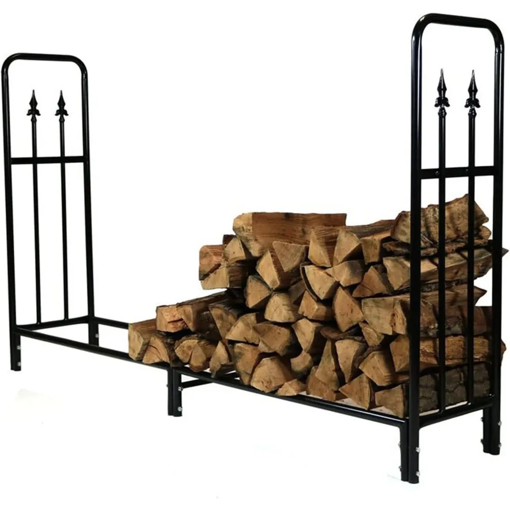 Large 6ft Firewood Rack Outdoor, Fireplace Log Holder for Patio Deck Camping, Fireside Wood Stacker, Heavy Duty Steel Tubular