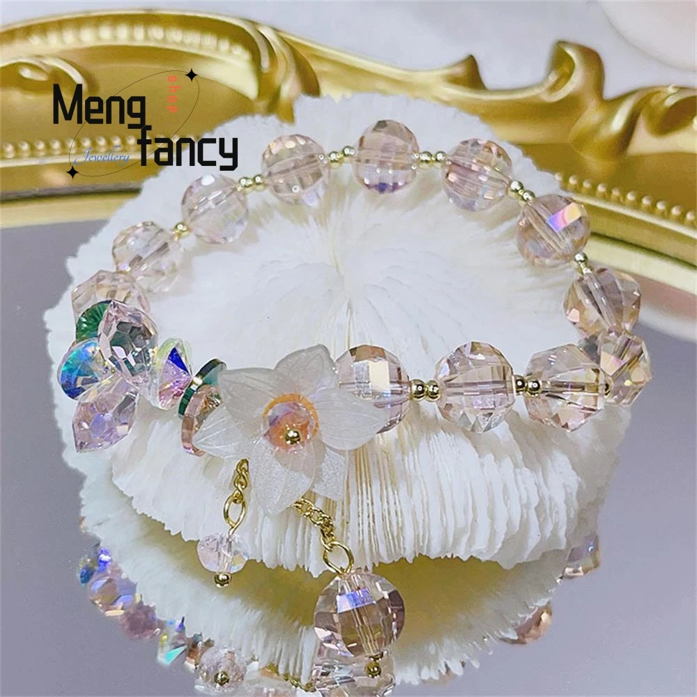 

New Flower Bracelet Female Super Flash Fairy Crystal Bracelet Exquisite Popular Fashion Jewelry Sexy Young Girls Holiday Gifts