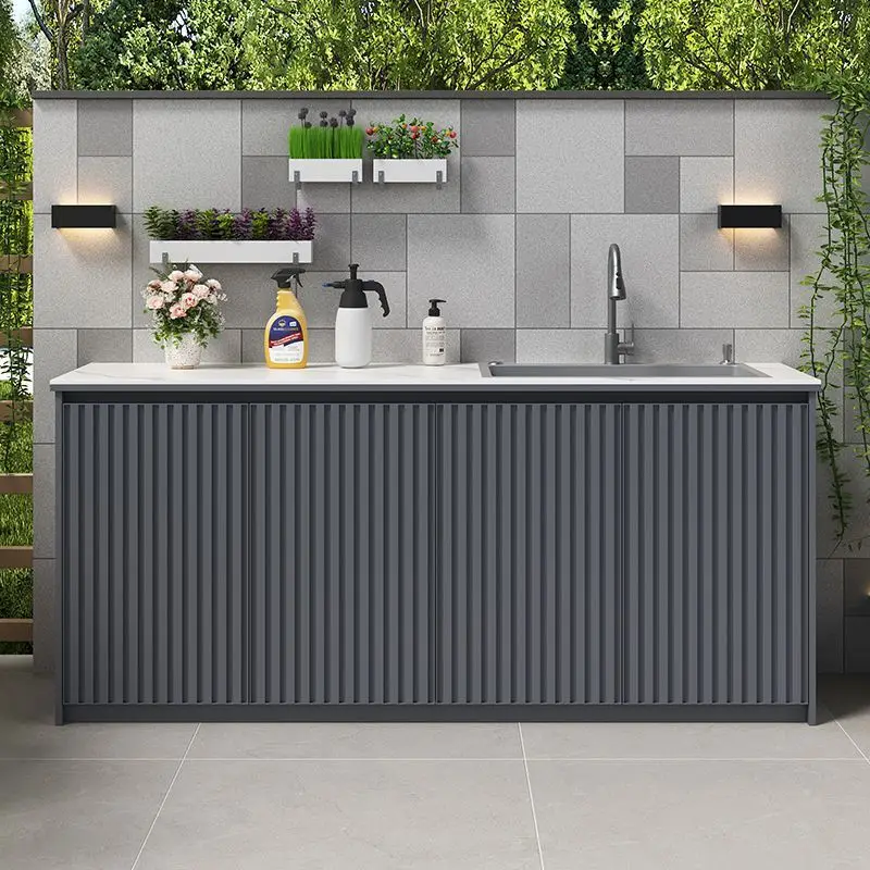 Outdoor sink, aluminum alloy slate laundry tank, garden sunscreen, vegetable washing pool, integrated basin sink cabinet
