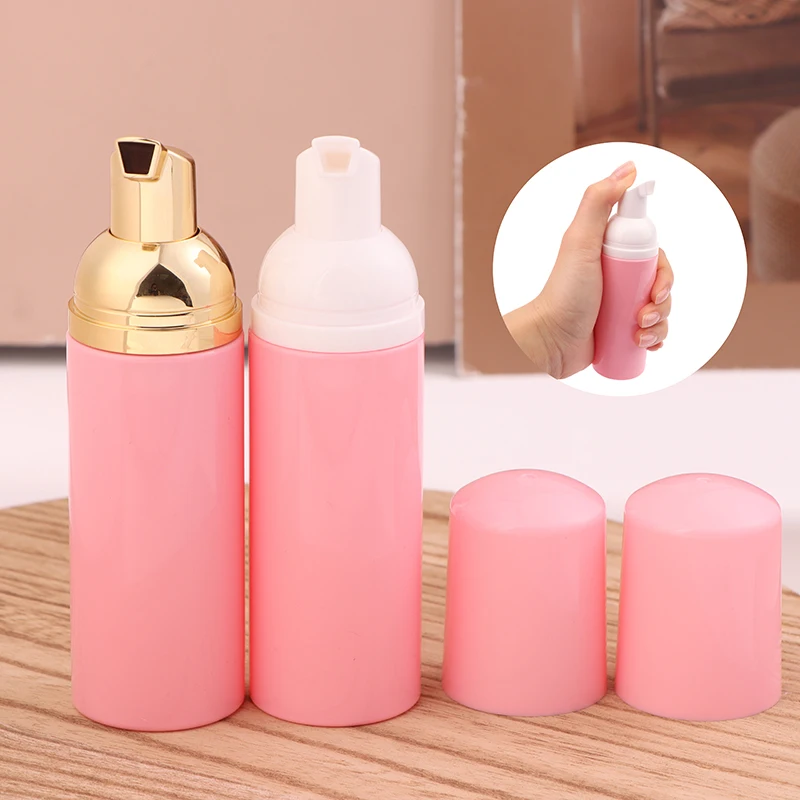 Dispensador de espuma pequeño rosa de 60ml, botellas con bomba de plástico, botella vacía rellenable de jabón para limpieza de viaje, embalaje de cosméticos, 1 ud.