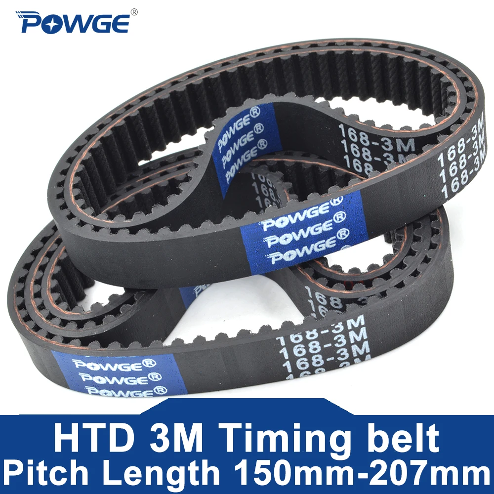 

POWGE HTD 3M Timing belt Lp=150 153 156 159 162 165 168 171 174 177 180 183 186 189 192 195 198 201 204 207 Width 6-30mm Rubber