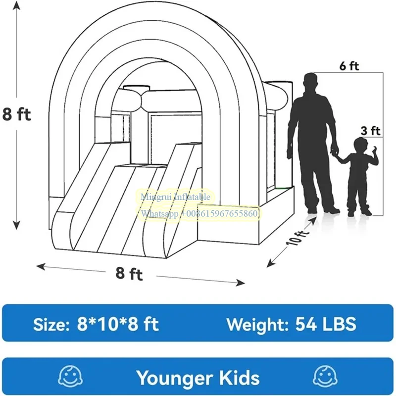 Rainbow Bounce House Inflatable Indoor Bouncy House with Slide for Kids Outdoor Jumping Toys for Backyard Birthday Party