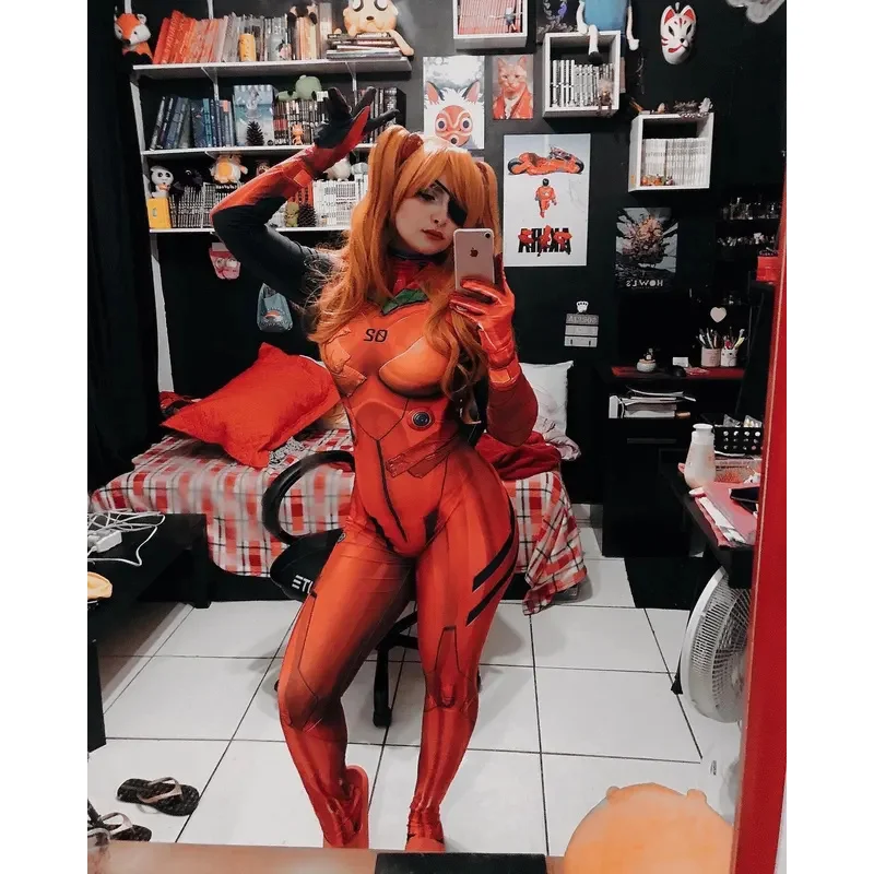 Disfraz de Halloween Asuka Langley Soryu para adultos y niños, traje de superhéroe Zentai, traje de cosplay, 3,0