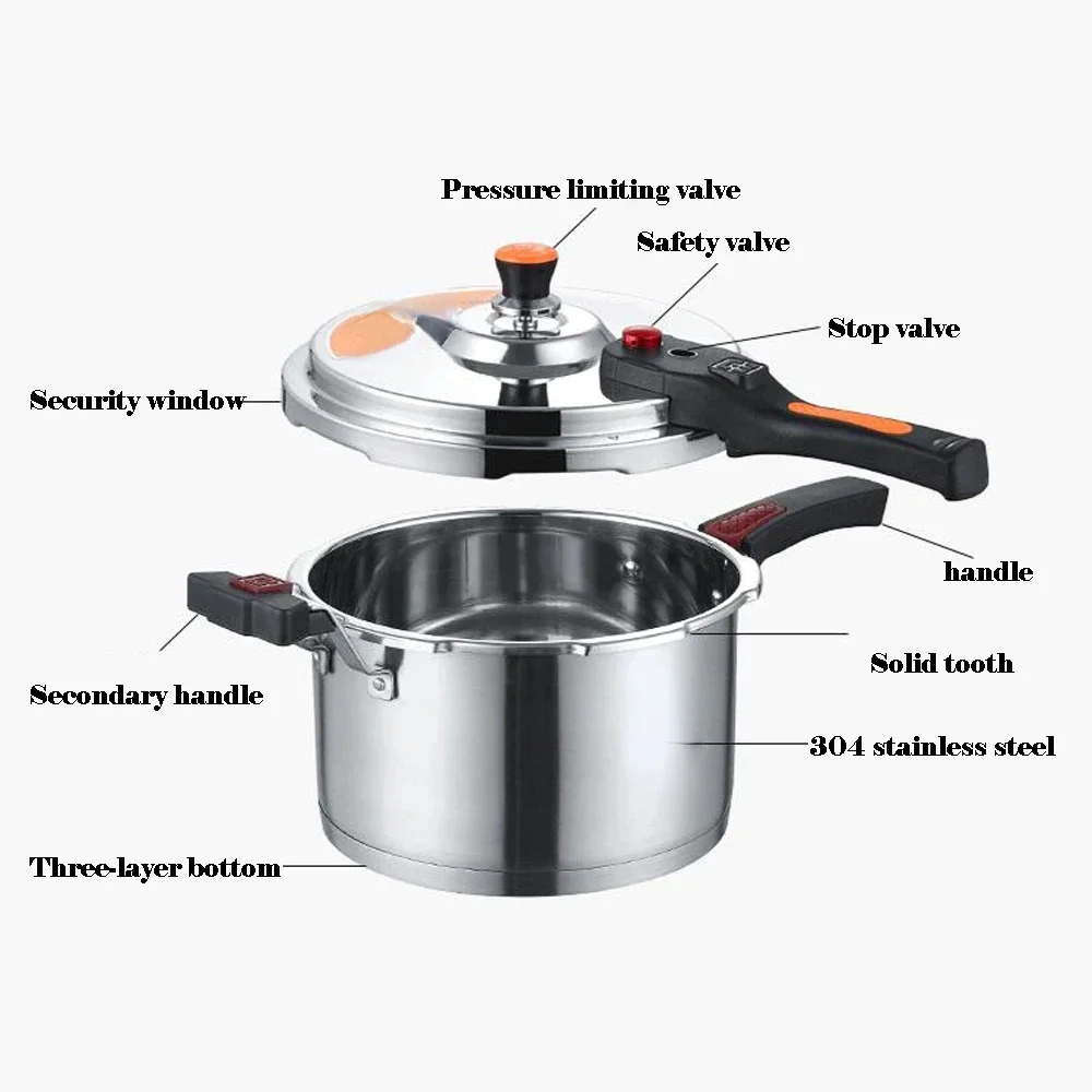 304 Stainless Steel Pressure Cooker, High Commercial Non Stick Pot, Gas Stove, Energy-Saving, Safety Cooking Pot Hot sales