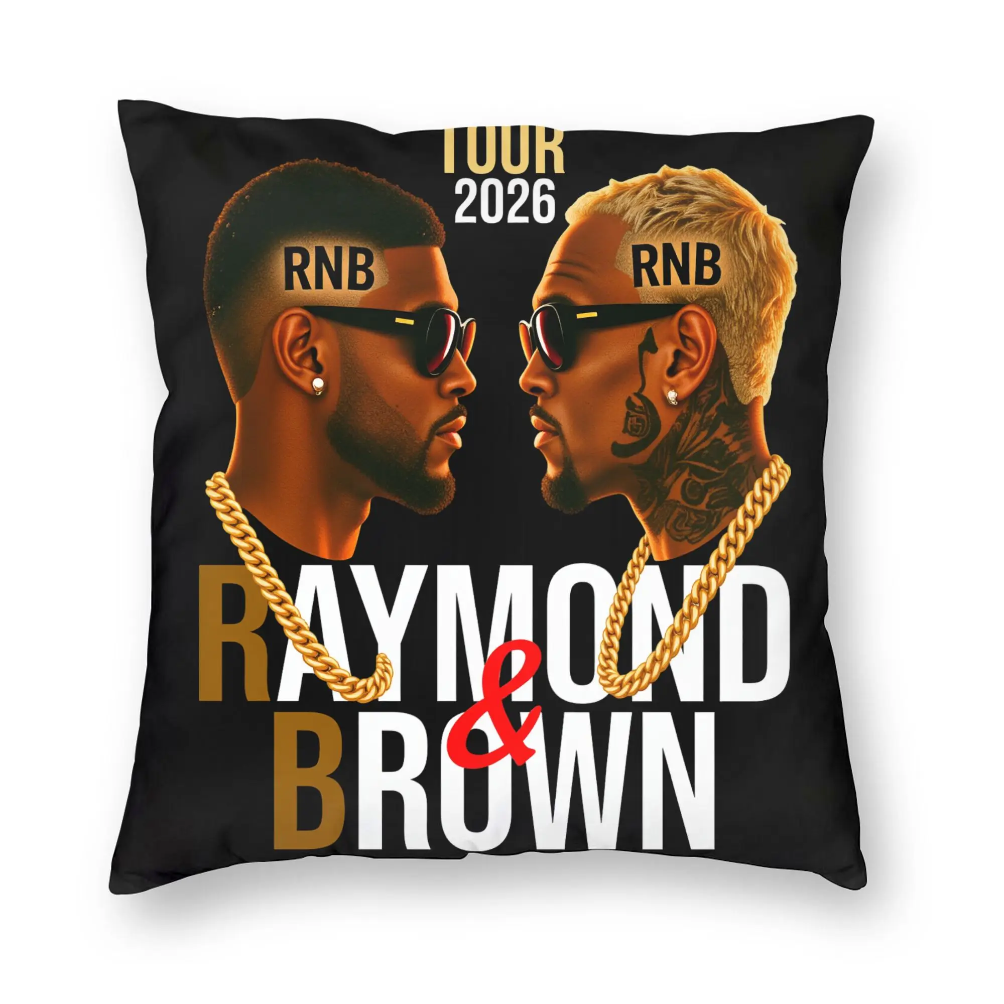 Chris Brown And Usher The Rb Tour Pillow Cover  Raymond And Brown Soft Cushion Cover Cute Funny Pillow Case For Sofa Home Decor