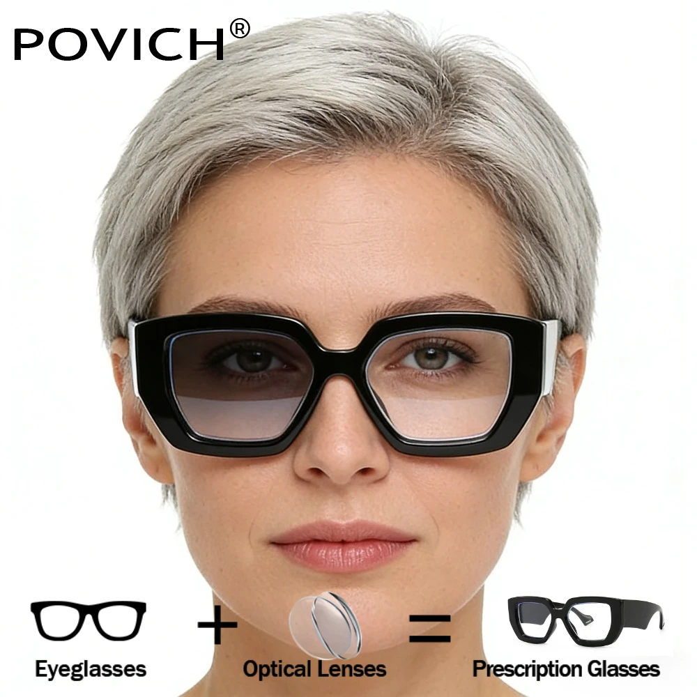 

Oversized Polygon Square Women Fashion Prescription Glasses Optical Lens with Recipe Men Myopia/Hyperopia/Progressive