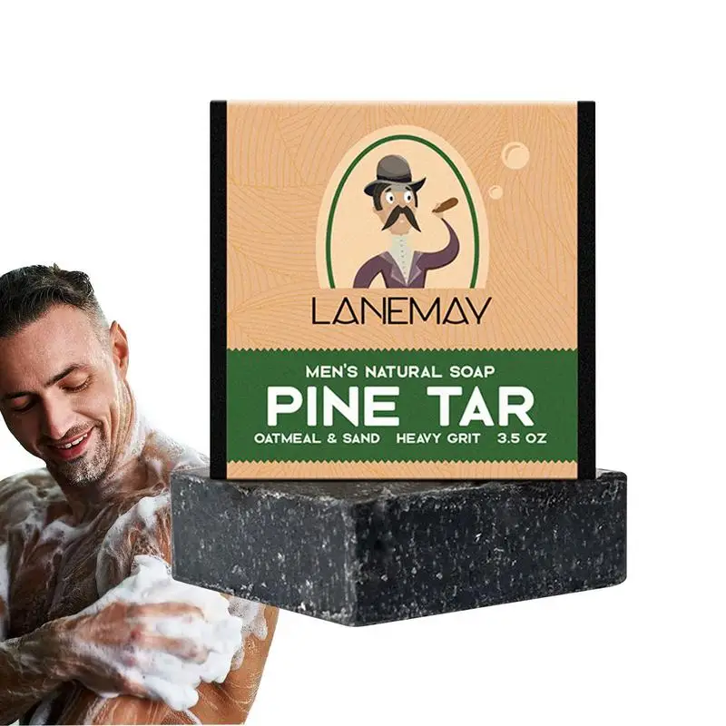 Natural Bar Soap For Men Pine Tar Soap For Moisturizing Brightening Degreasing Acarid Removal Deep Cleansing Pores Remove Dirt