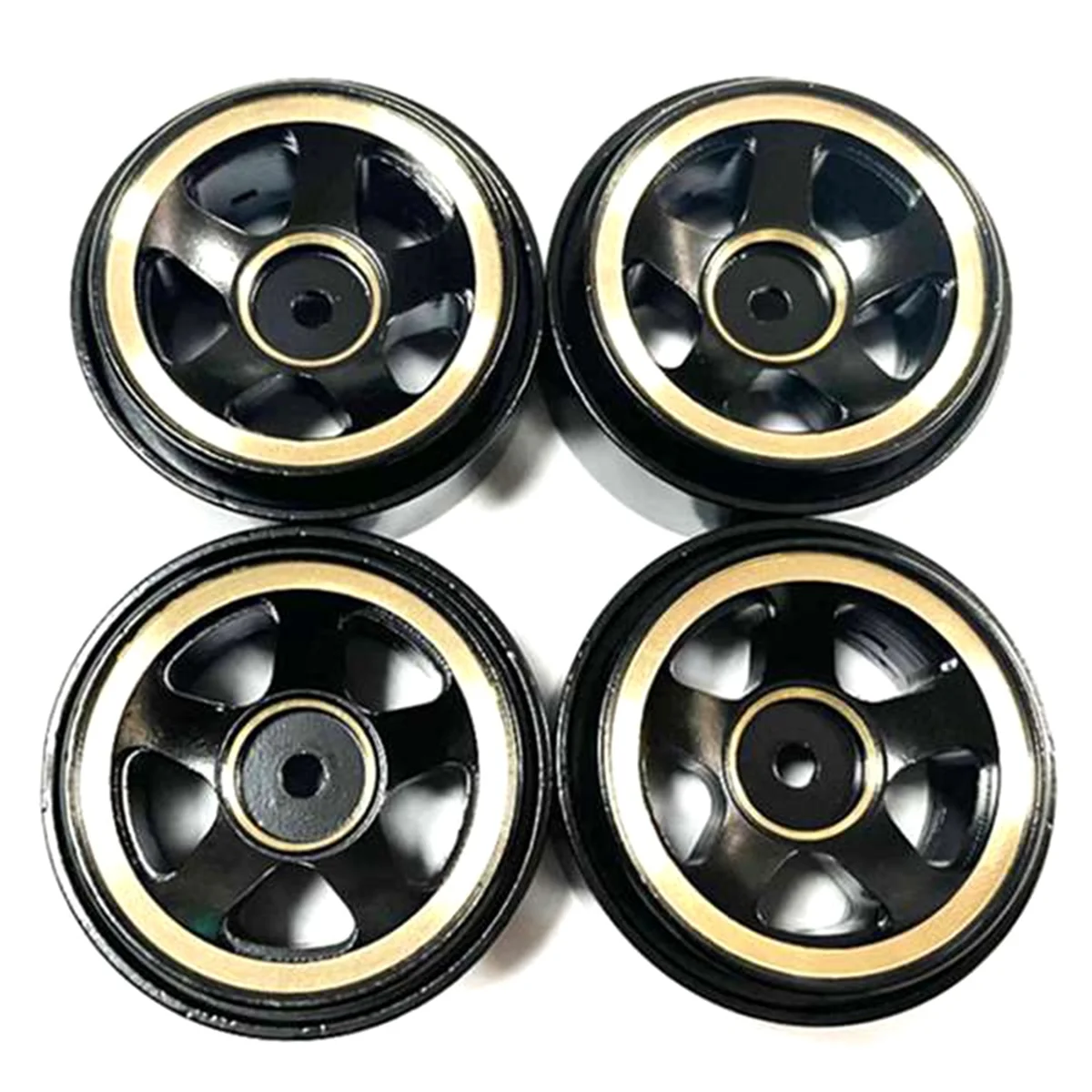 4PCS Brass 1.0 Beadlock Wheel Rim Wheel Hub Counterweight for Axial SCX24 1/24 RC Crawler Car Upgrades Parts,Black