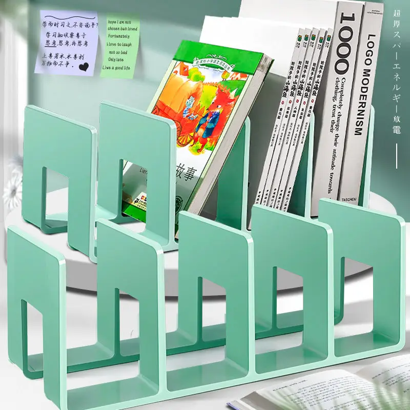 4 Grids Dopamine Color Bookshelf Desk Accessories Fixed Book Organizer Magazine Divider Office&School Supplies