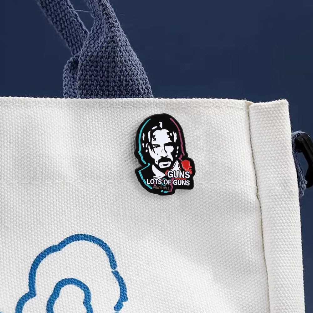 John Wick Protagonist-Charakter-Abzeichen, kreatives Cartoon-Design, Emaille-Anstecker, Film-Accessoires, Brosche, für Fans, Sammlerstücke, Souvenirs, Geschenk – Detail 6