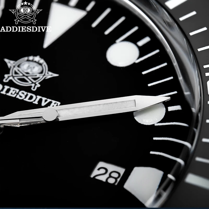 

ADDIESDIVE AD2068 Роскошные мужские аналоговые часы с люминесцентным керамическим безелем, стеклом Bubble Mirror и водонепроницаемостью до 200 м, кварцевые часы для дайвинга