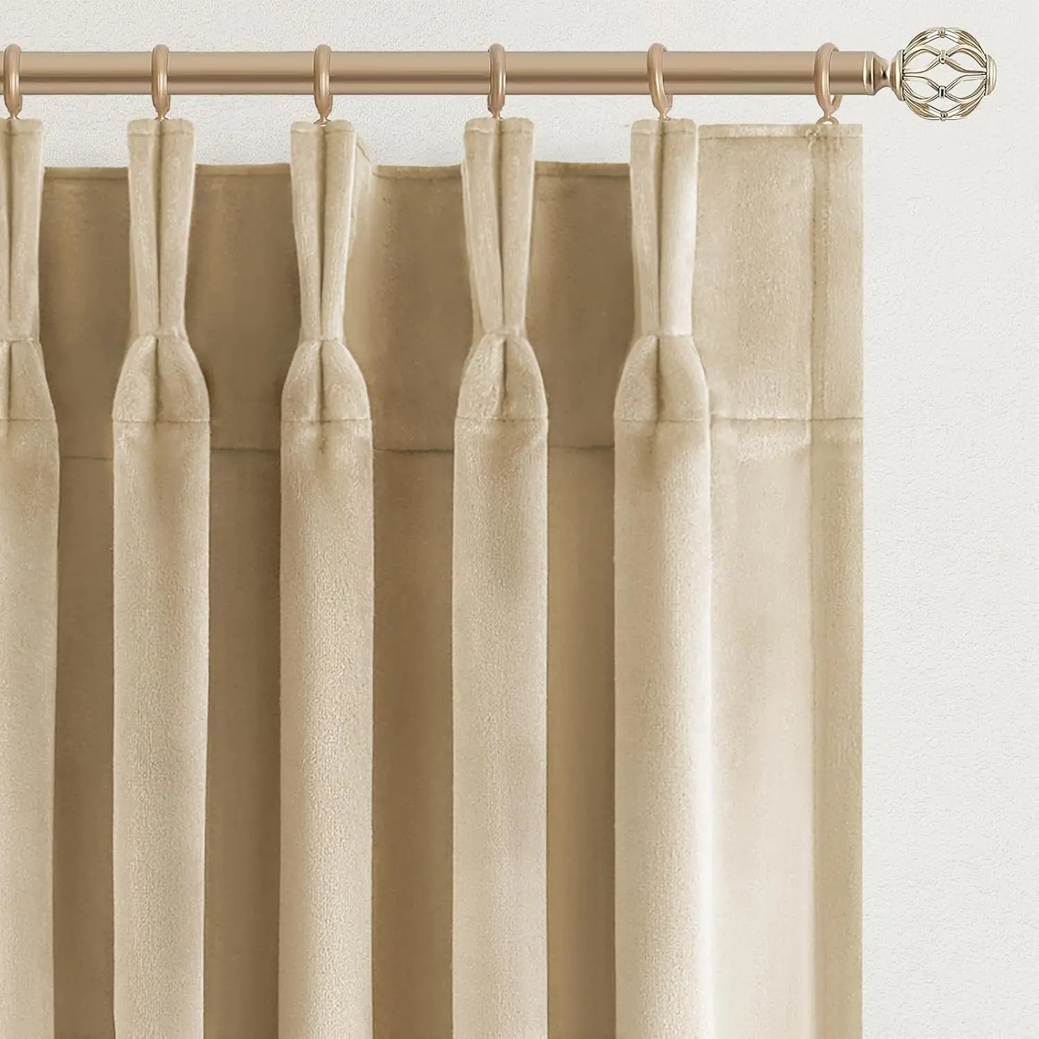 

Beige Velvet Pinch Pleated Curtains 84 Inches Long for Bedroom Living Room Neutural Elegant Soft Velvet Modern Boho Blackout The