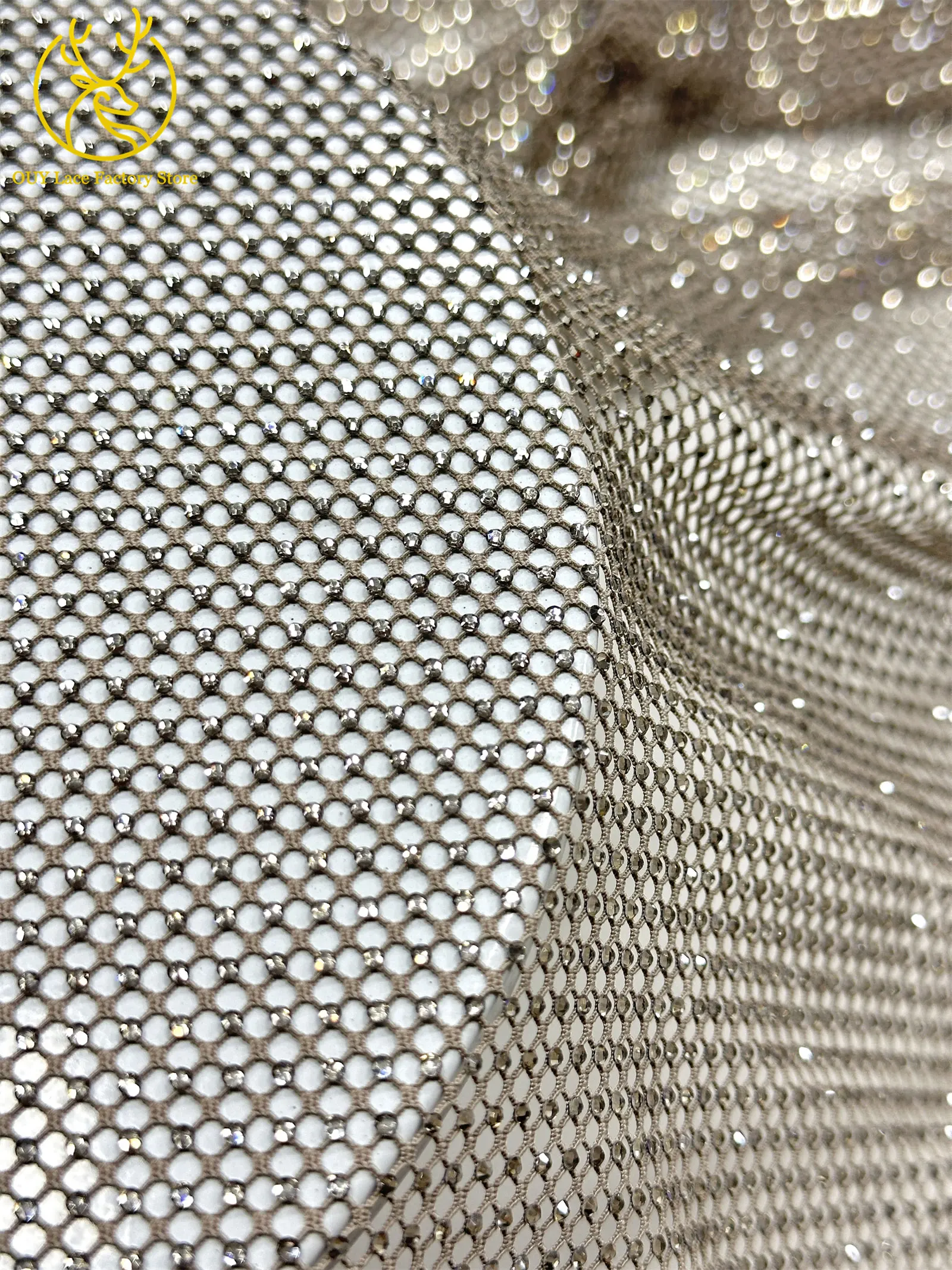 Modischer Österreichischer Diamant-Spitzenstoff 2026 Hochwertiger Kristall-Verzierter Stoff für Afrikanische Abendkleider Nähstoff – Detail 20