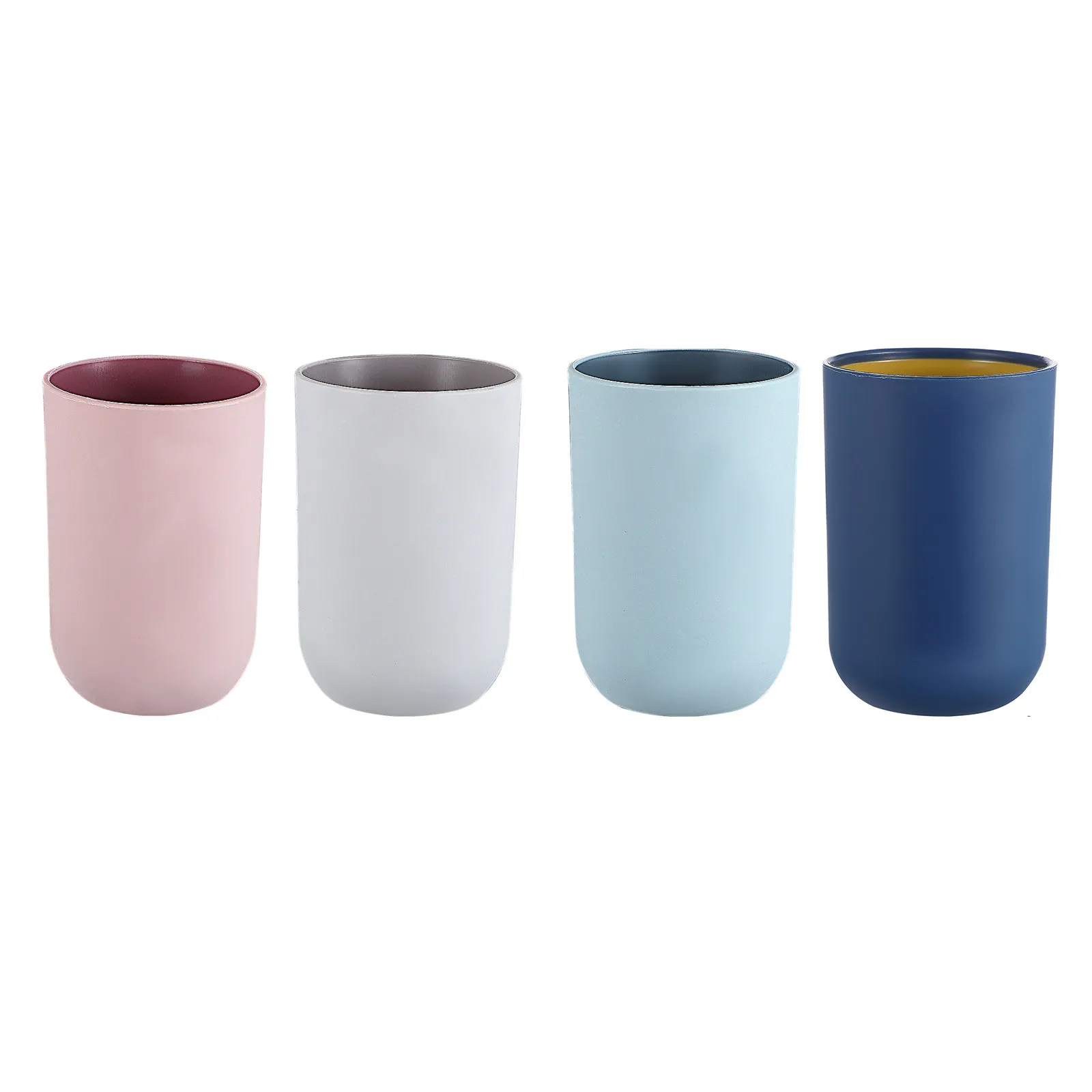 4Pcs Toothbrush Cups Plastic Bathroom Tumblers Stackable Mouthwash Drink Mugs Simple Style Non Slip Base Bathroom Accessories