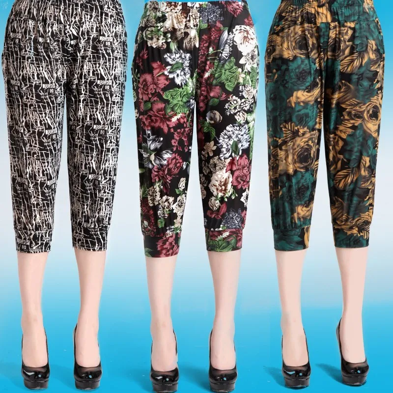 Casual Cotton Linen Lantern Pants Loose Mom Seven-Foot Pants Old Women's Short Shorts Middle-Aged And Elderly Women's Pants