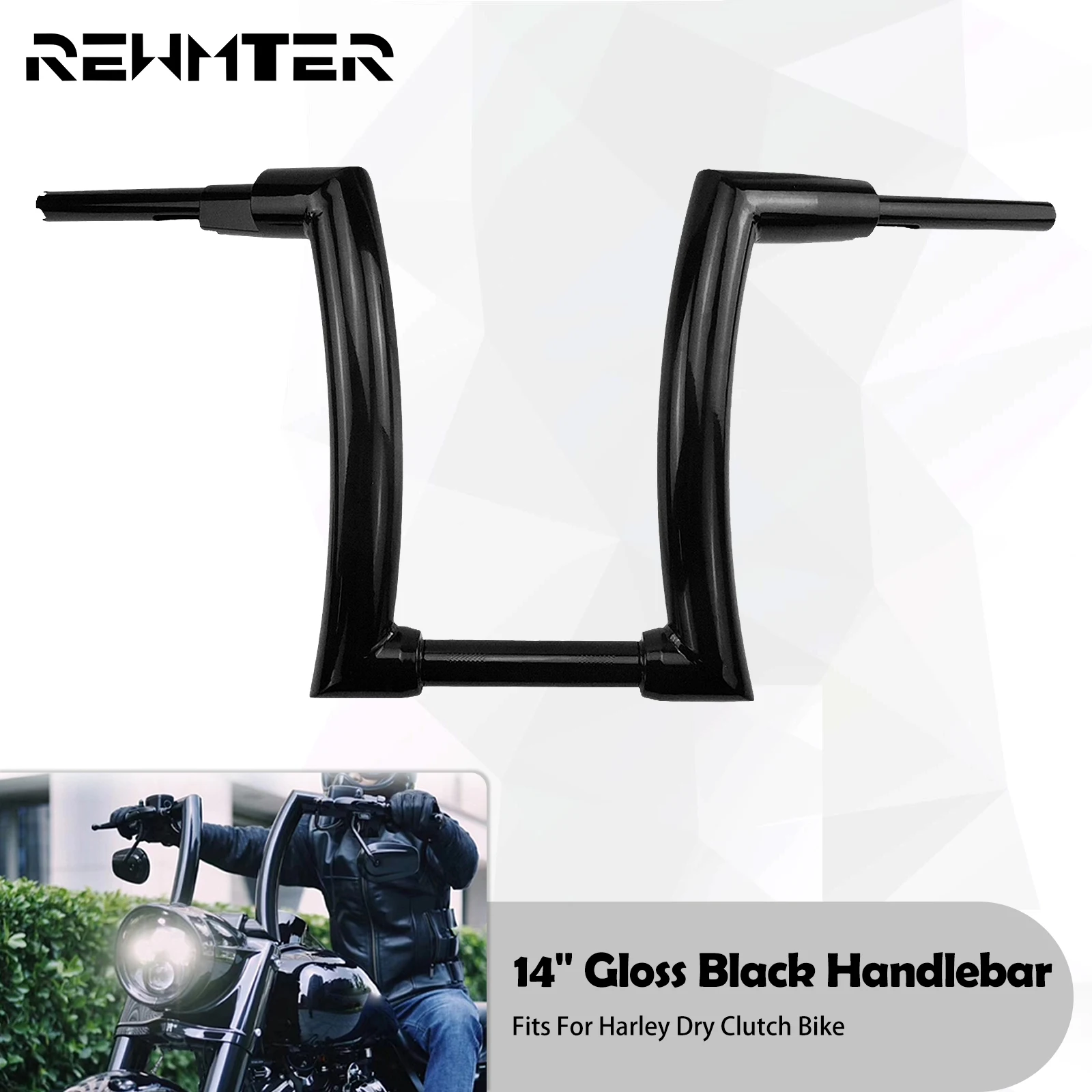 

Motorcycle 14" Handlebars Gloss Black Iron Handle Bar For Harley Touring Softail Dyna Breakout Low Rider Electra Glide CVO