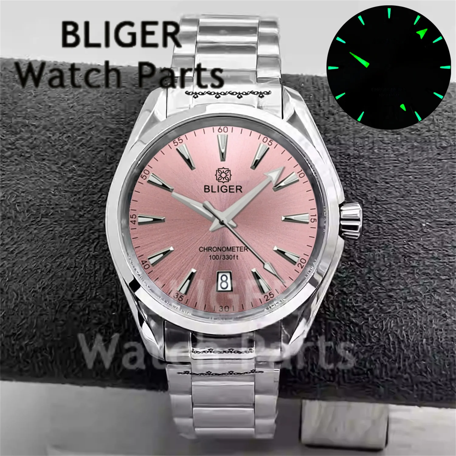 BLIGER 40 مللي متر موضة AT150 ساعات رجالية تاريخ الساعة 6 NH35A ساعة ميكانيكية للرجال 10Bar الصلب غواص الياقوت الزجاج مقاوم للماء