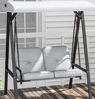2-seater garden swing with adjustable roof, cushion, grey, 145 x 116 x 172 cm