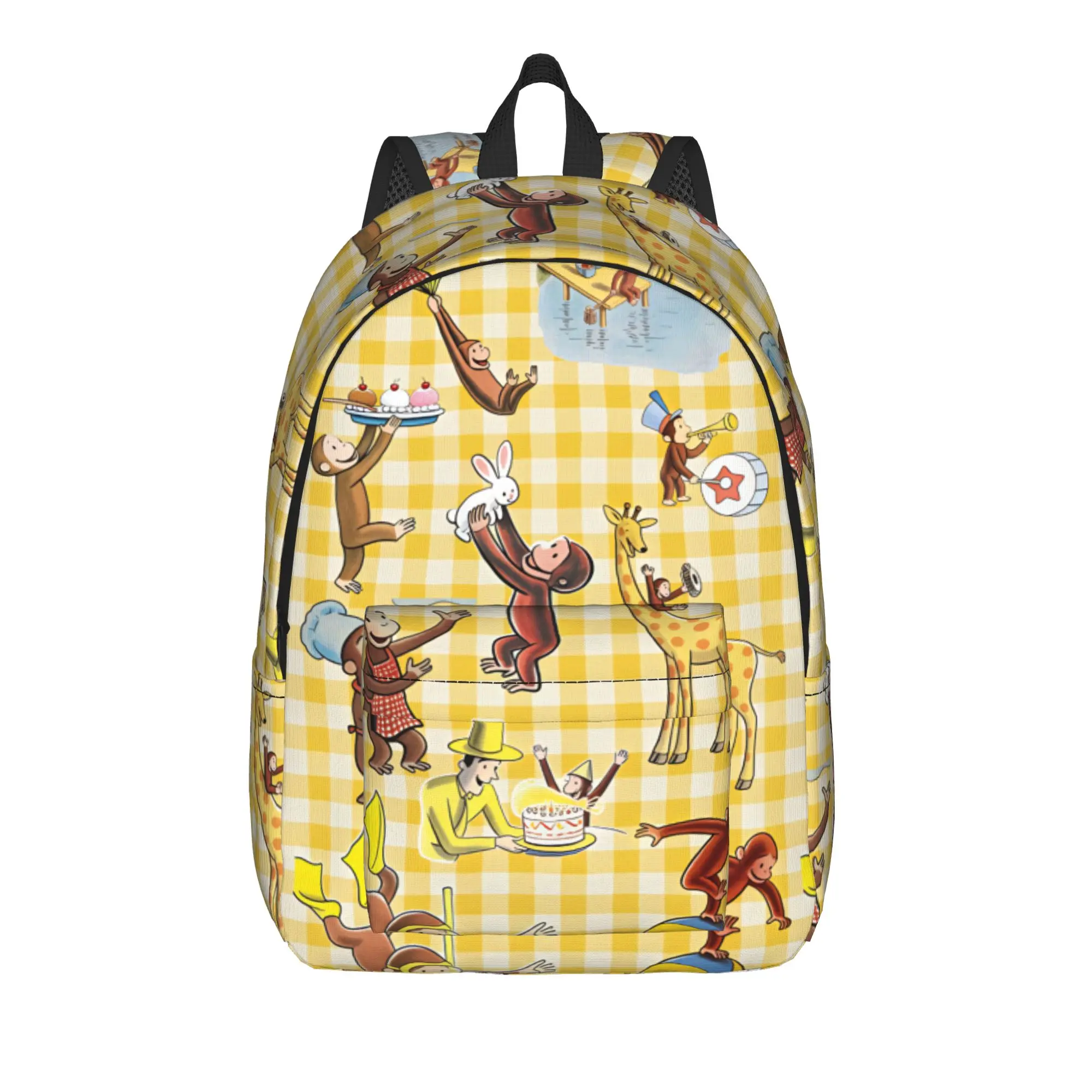 C-Curious George Backpack  Female Polyester Outdoor Style Backpacks Breathable Novelty High School Bags Rucksack