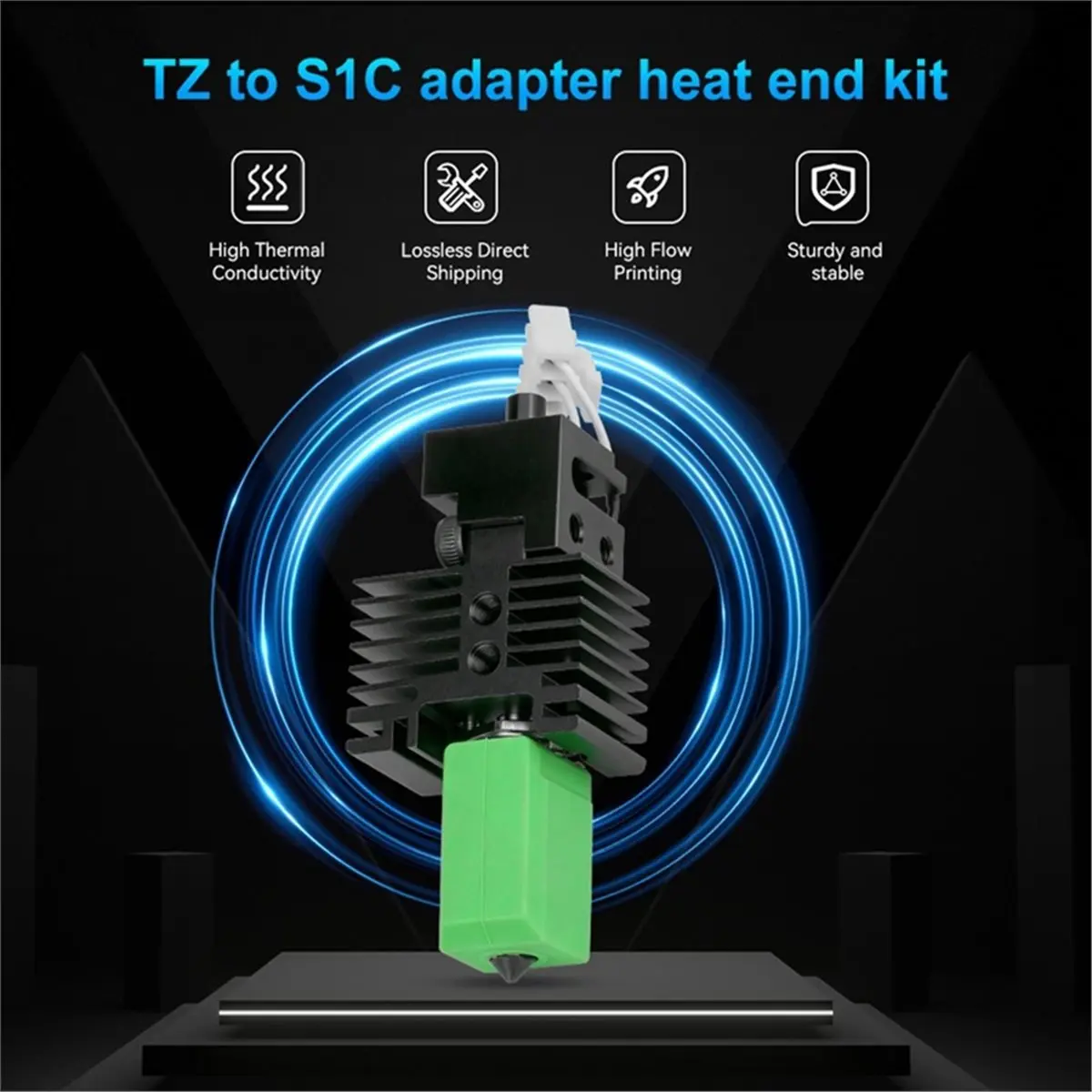 Upgraded 2.0 Convert to S1C 0.4MM Hotend Kit for S1 Combo Adapter Hardened Steel Nozzle Hot End Kit