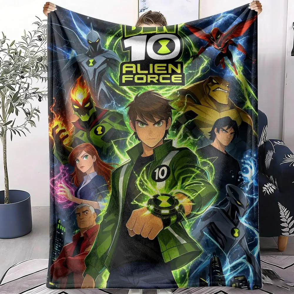 Cartoon B-Ben 10 Throw Soft Flannel Throw Summer Blanket Lightweight Cozy Nap Blanket for Sofa Bed Travel