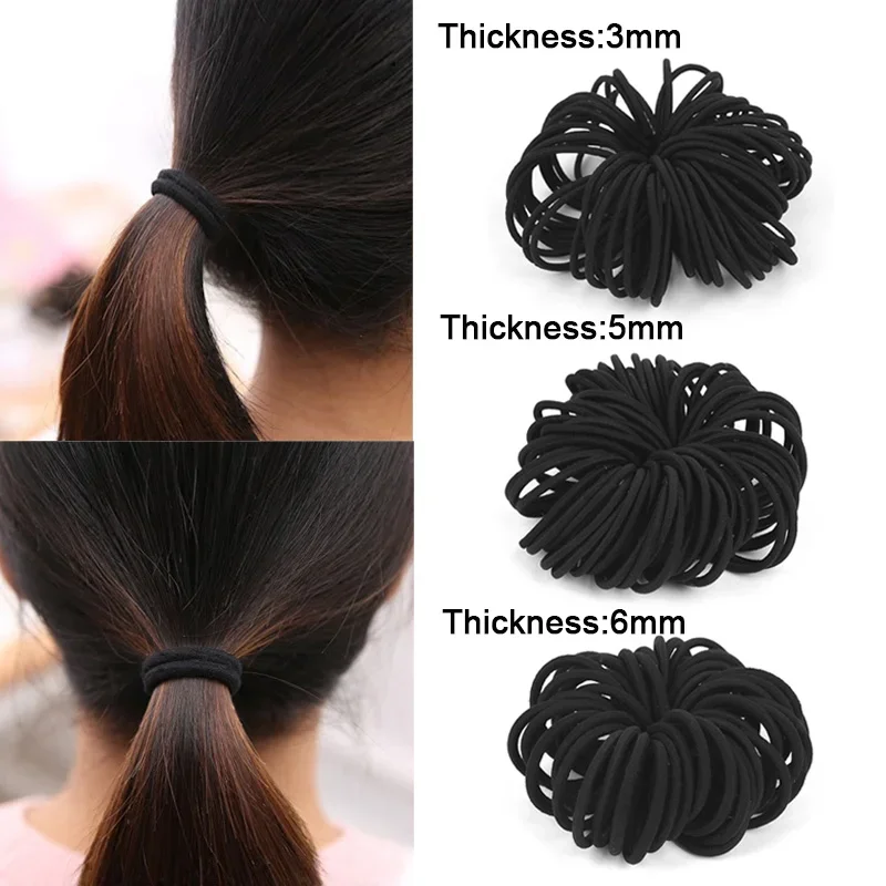 50/100pcs New Hair Tie Girls with Black Hair Tie High Elastic Rubber Band for Women Men Thin Hair Tie Hair Accessories Hair Ties