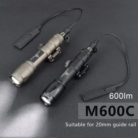 Surefir 전술 손전등 M300 M600 M600C 스카우트 라이트 듀얼 기능 압력 스위치 600 루멘 사냥 무기 총 라이트
