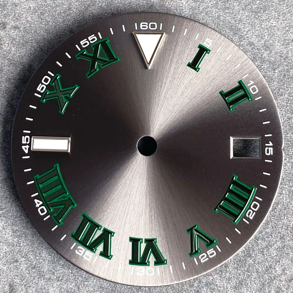 Gray Green Roman Numerals 29mm Watch Dial Index fit NH35 NH35A NH36A dial Hand Set Watch Accessories high quality