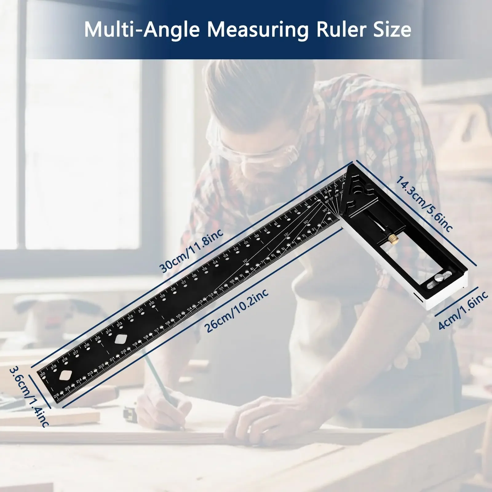 Multifunctional Right Angle Ruler 45/90 Degree Hole Angle Ruler Industrial Grade Positioning Marking Woodworking Drawing Ruler