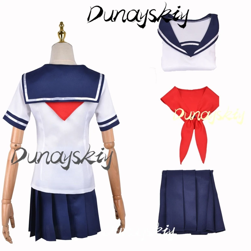 Game Yandere Simulator Ayano Aishi Cosplay Costume Wig Navy Blue Sailor Skirt School JK Uniform Anime Cosplay Costume Customized