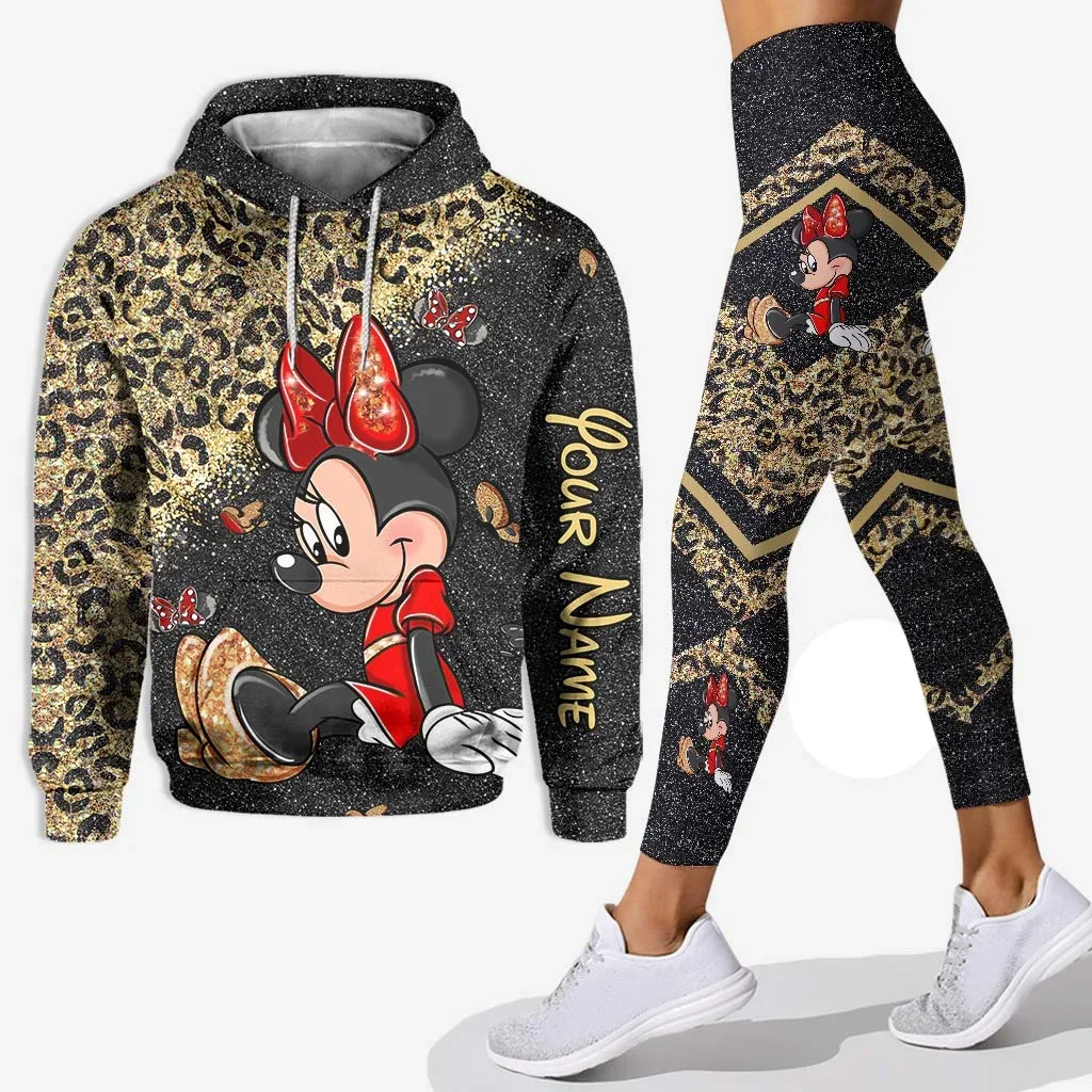 Disney Mickey 3D Hoodie and Leggings Set Minnie Yoga Pants Sweatpants Women's Yoga Hoodie Leggings Fashion Tracksuit