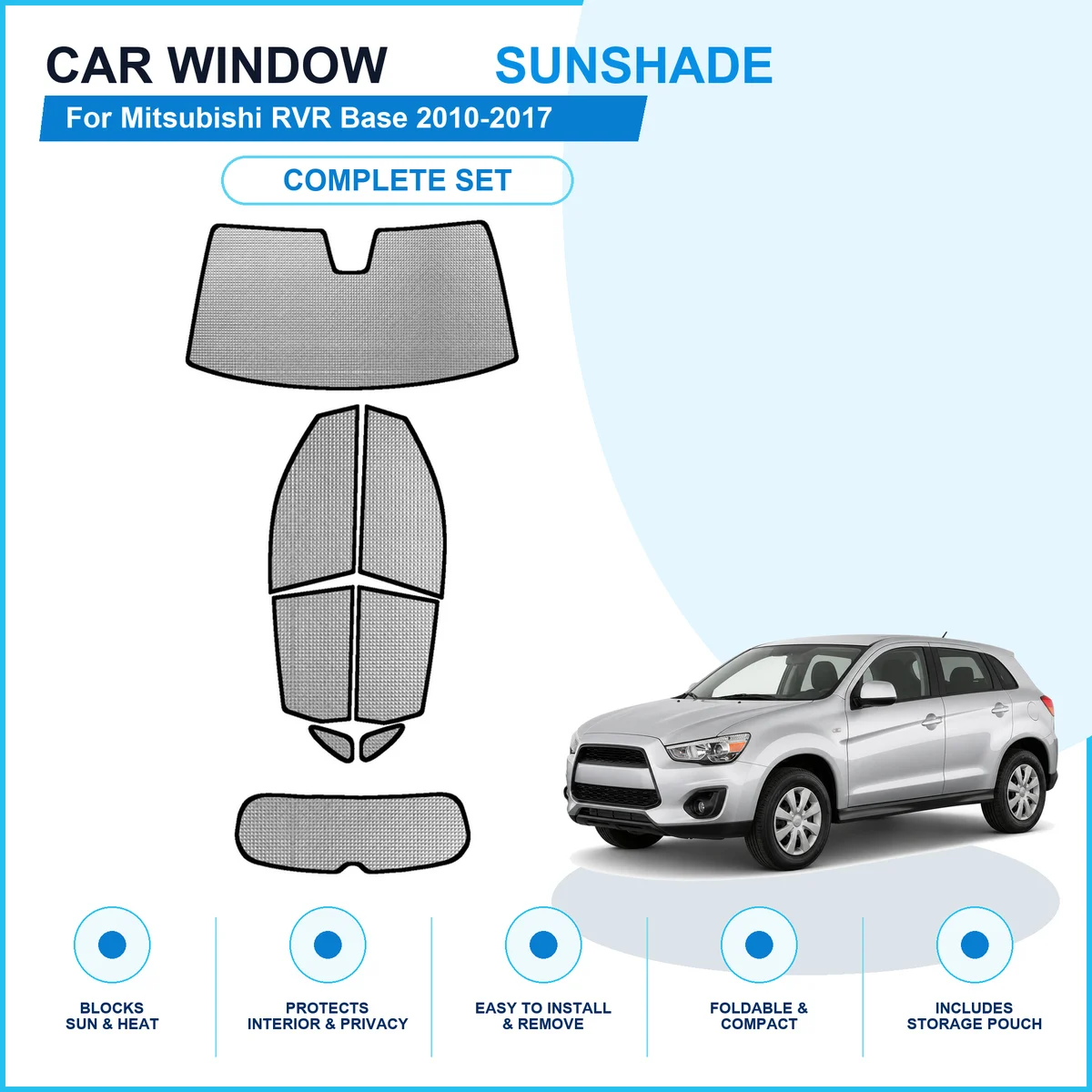 For Mitsubishi RVR Base 2010-2017 Custom Full Set Window Sunshades Aluminum Foil Suction Cup Anti UV Privacy
