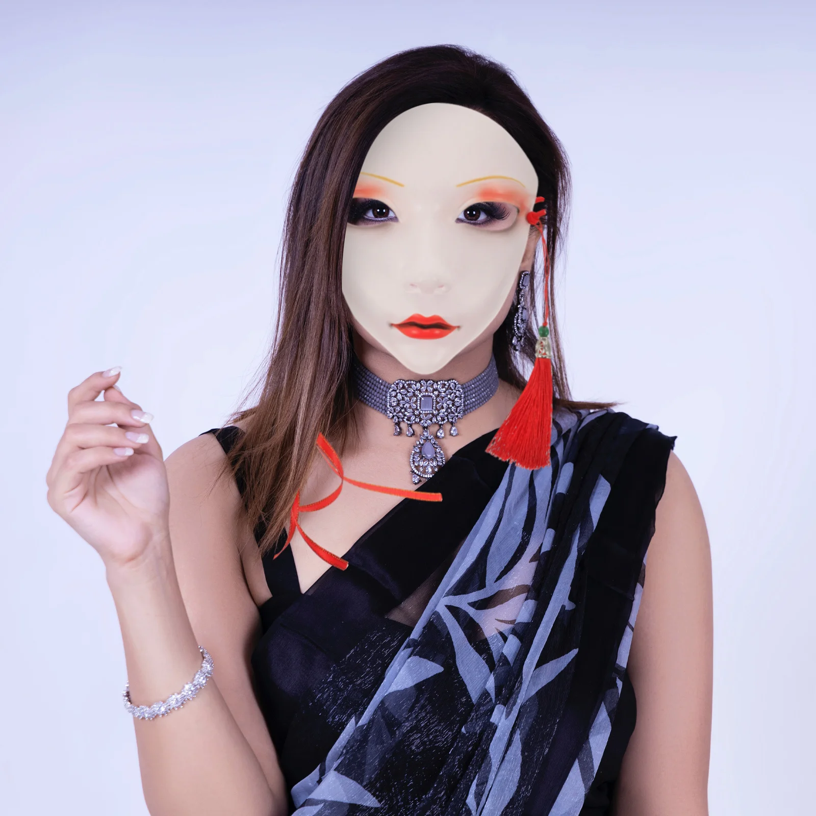 

Маскарадная маска китайской культуры, твердая пластиковая карнавальная маска для вечеринки, ручная роспись, косплей, фестиваль, Хэллоуин, взрослые, женщины, забавные