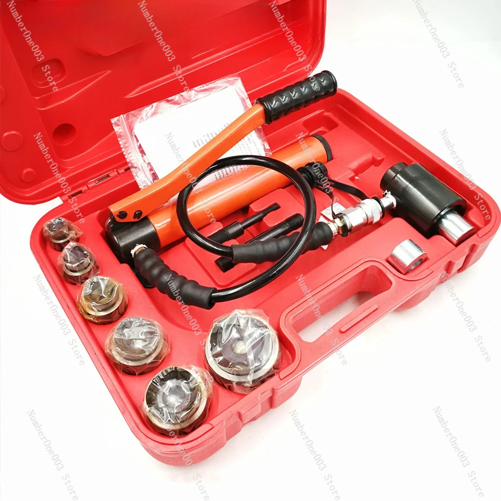 Portable Hydraulic Hole Punch Tool Kit with Case, Hand Punching, Knockout Set, SKP-8