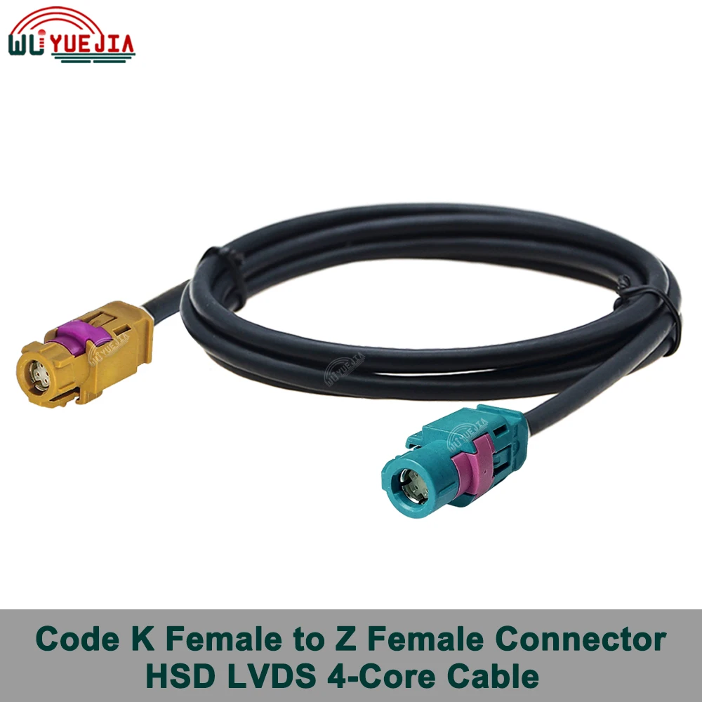 Universal 4Pin Z Female to K Female 90° HSD Connector Vehicle Signal Transmission Shielded High Speed Data 4-Core 535 LVDS Cable