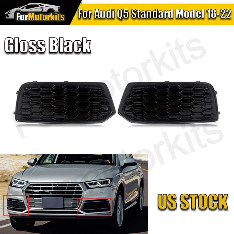 

LH+RH Side Honeycomb Front Lower Bumper Cover Grille Bezels For 2018-22 Audi Q5