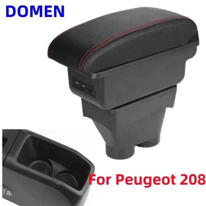 

NEW For Peugeot 208 Armrest Box 2012-2018 Car Armrest Auto Storage Box Car Accessories Retrofit Parts Interior Detail leather