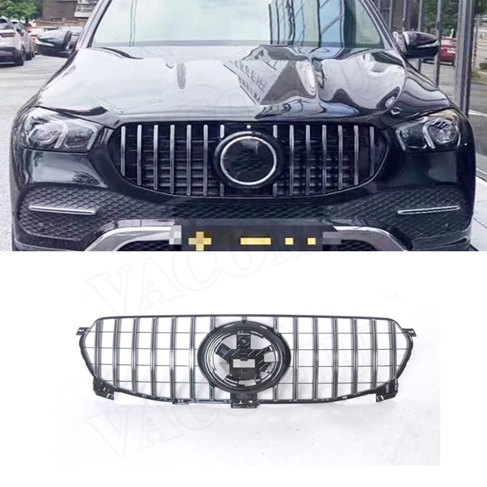 

VACOMUL ABS Car Grille for Mercedes Benz GLE Class W167 GLE300 350 SUV 4MATIC SUV 2020 + Chrome Front Grill Silver