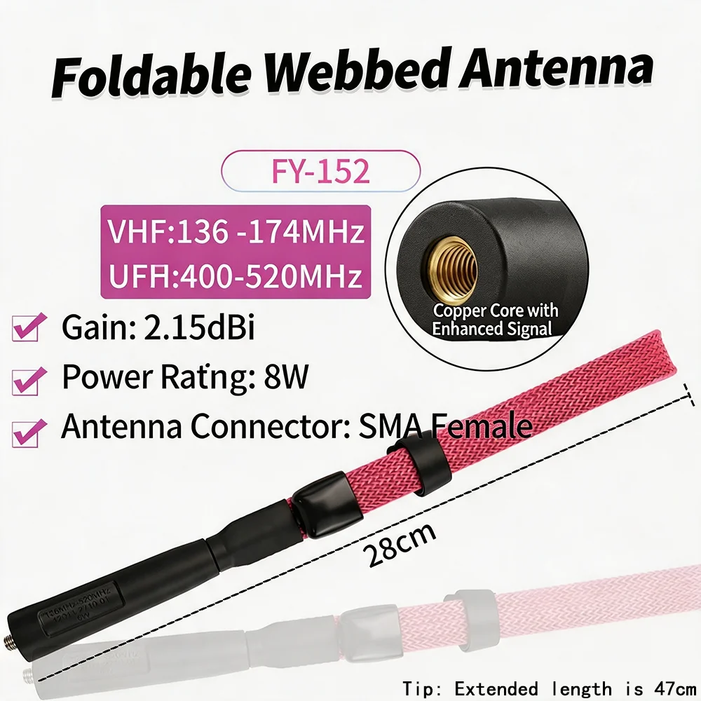 CS Tactical Folding Ruler Antenna for Baofeng Walkie Talkie, SMA-F Female Connector, High Gain