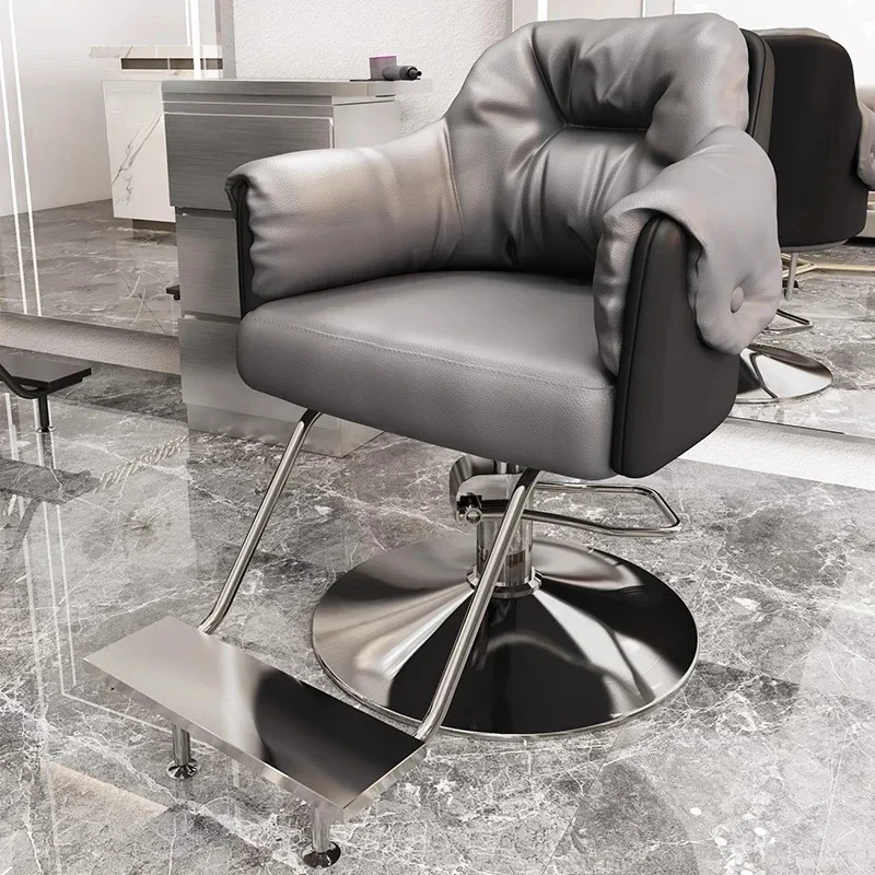 & High-end Professional Barber Chairs Hair Salon Dedicated Barber Chair Light Luxury Liftable Rotating Hairdressing Salon Chair