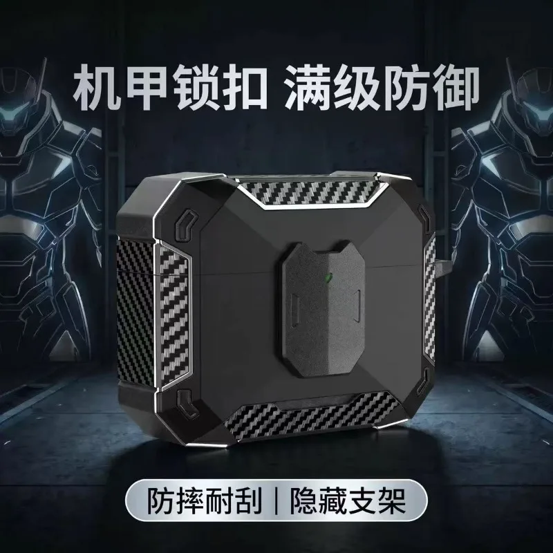 Case For JBL Wave Beam 2 Earphone Cover With Secure Lock Carbon Fiber Headphone Shell 360 Degree Protective Holder Hook Funda