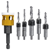 A81M New 5 Pcs Countersink Drill Bit Set: Replaceable HSS M2 Tapered Bits - 82° Counter Bore With Adjustable Depth Stop