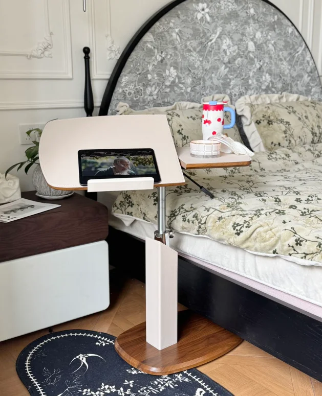 

Rotating Mobile Side Table Flip Top End Table for Sofa Living Room Bedroom Adjustable Laptop Desk